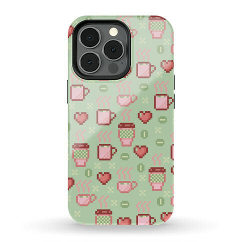 Pastel Coffee Pixel Art Pattern Phone Case